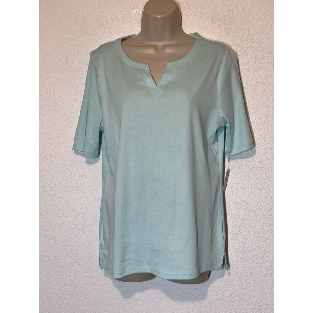 New Talbots Petite The Talbots Tee Mint Green 100% Pima Cotton Soft Size PL